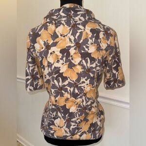 LOFT Mustard and Brown Floral Blouse